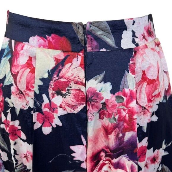 PROMGIRL Formal Maxi Skirt Lined Navy Floral Print Side Zipper Size Medium - Picture 5 of 11